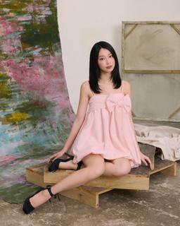 Đầm tafta hai dây Yoona Dress - C18 đầm xòe bí thắt nơ bản to