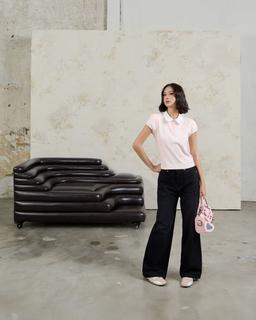 Áo polo nữ tay ngắn Mary Polo Tee cổ bo tròn phối màu layer