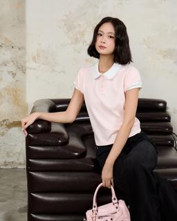 Áo polo nữ tay ngắn Mary Polo Tee cổ bo tròn phối màu layer