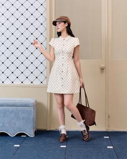 Đầm xòe chấm bi Eva Dress cổ sơ mi phối thắt lưng