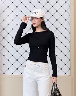 Áo thun ôm body Emily Top tay dài phối dây khóa
