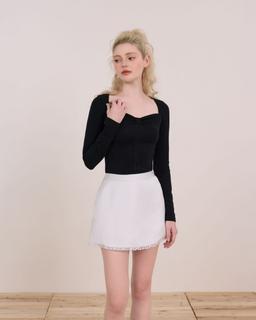 Áo thun dài tay ôm body Letty Long Sleeve Tee - C18 áo thun tay dài cổ vuông nhún ngực