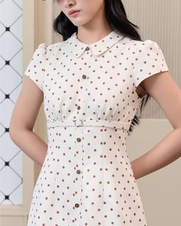 Đầm xòe chấm bi Eva Dress cổ sơ mi phối thắt lưng