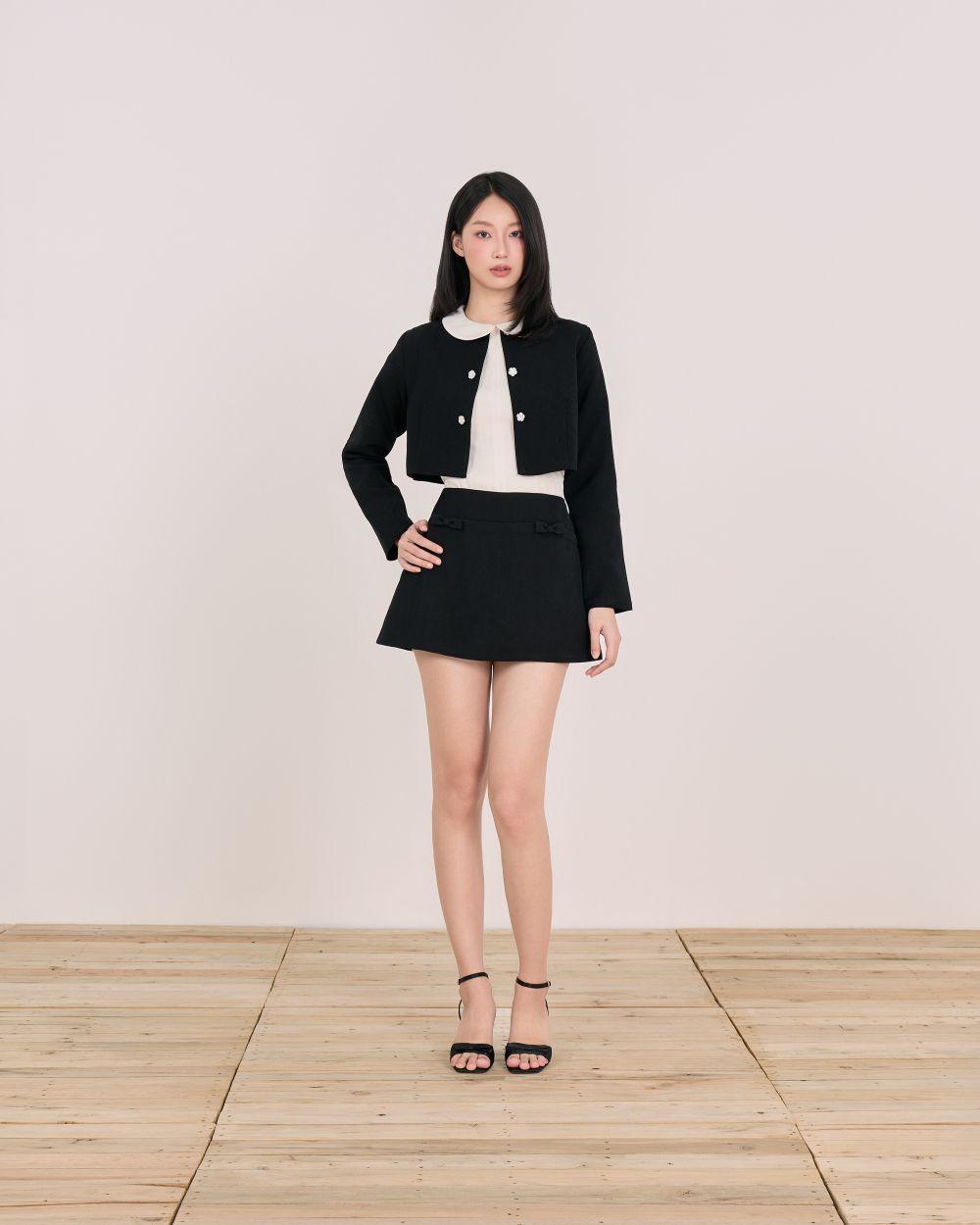 Chân váy chữ A Wendy Skirt - C18 chân váy ngắn đính nơ cạp đai
