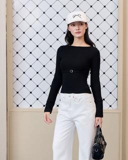 Áo thun ôm body Emily Top tay dài phối dây khóa