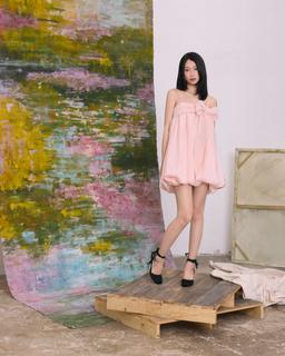 Đầm tafta hai dây Yoona Dress - C18 đầm xòe bí thắt nơ bản to