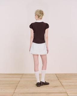 Áo thun polo nữ Stacy Polo Tee - C18 áo polo tay ngắn nhún phồng phối ren vintage