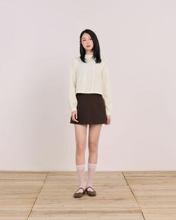 Áo sơ mi linen Minzy Top - C18 áo kiểu tay dài cổ cao viền bèo