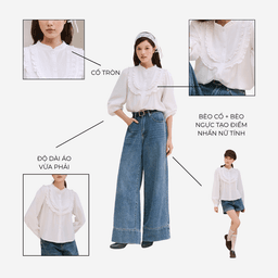 Áo sơ mi linen tay dài Elisa Shirt - C17 cổ bèo phối bèo