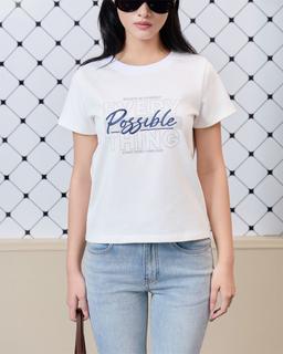 Áo thun nữ cotton tay ngắn Dami Tee cổ tròn in chữ