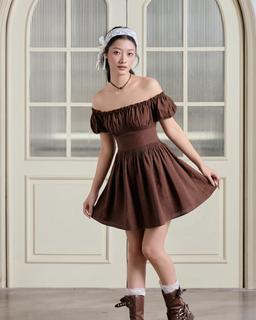 Đầm trễ vai Sina Dress nhún ngực bo eo