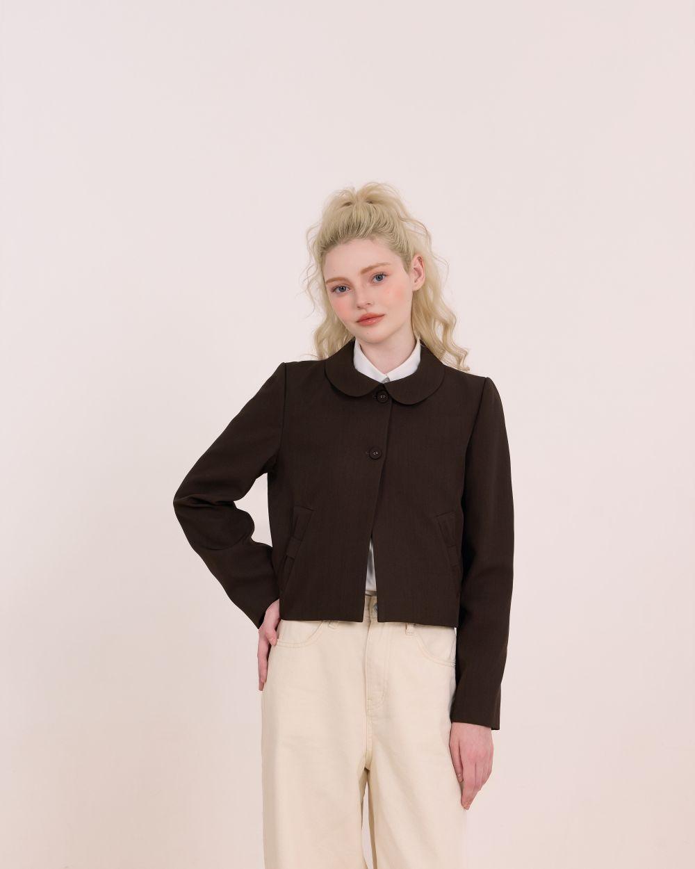 Áo khoác blazer Habi Jacket - C18 áo blazer lửng tay dài cổ sen túi phối nơ