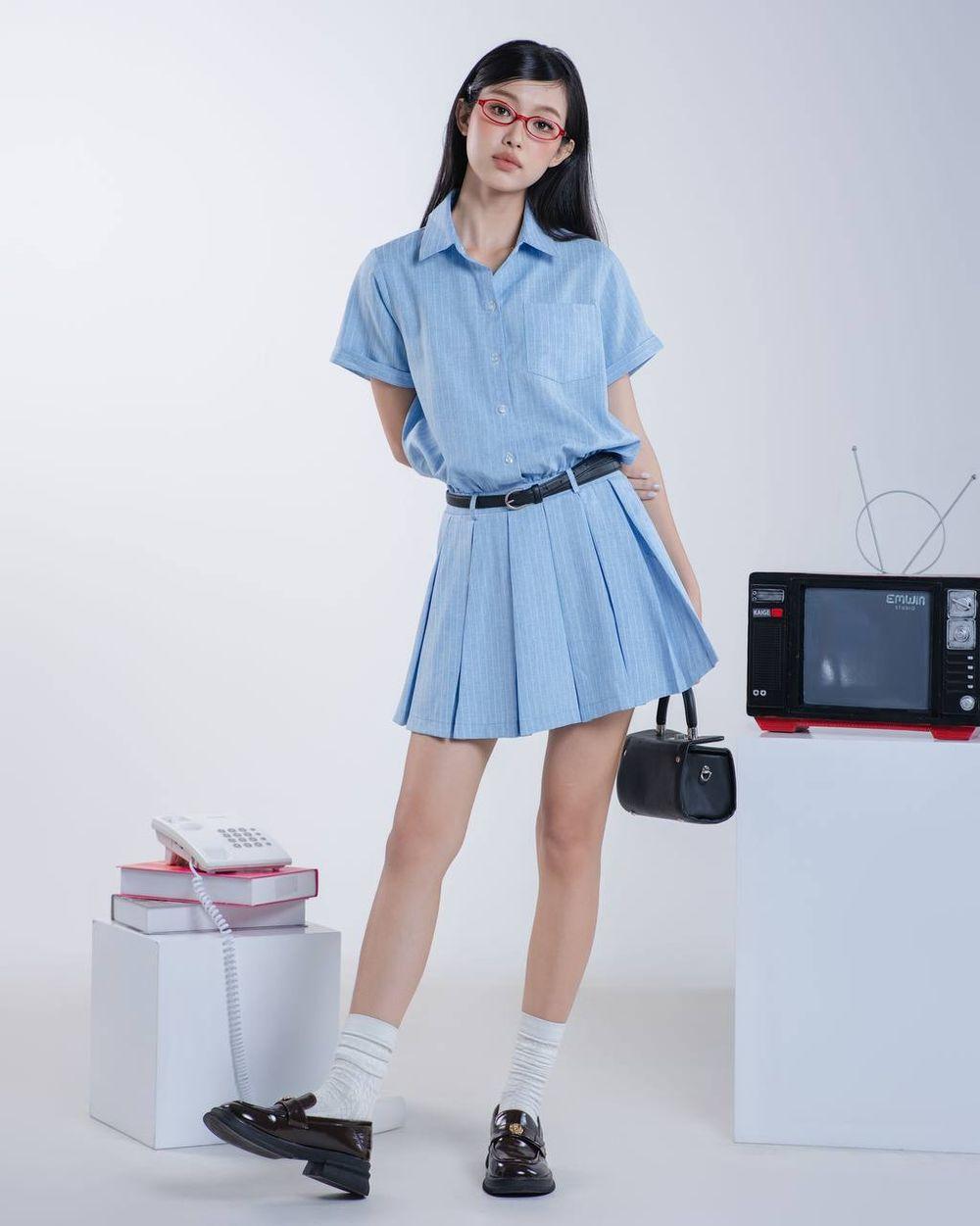 Đầm xòe xếp ly tay ngắn phối cổ sơ mi THE C.I.U - Laney Dress - C10