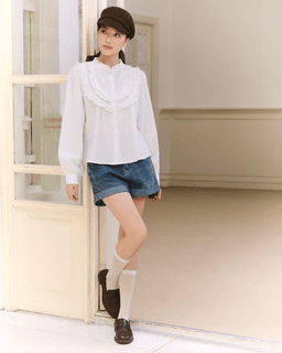 Áo sơ mi linen tay dài Elisa Shirt - C17 cổ bèo phối bèo