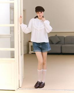 Áo sơ mi linen tay dài Elisa Shirt - C17 cổ bèo phối bèo