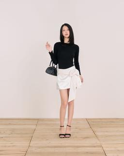 Chân váy lụa chữ A Pila Skirt - C18 chân váy ngắn cạp cao thắt nơ bản to