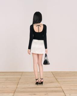 Chân váy lụa chữ A Pila Skirt - C18 chân váy ngắn cạp cao thắt nơ bản to