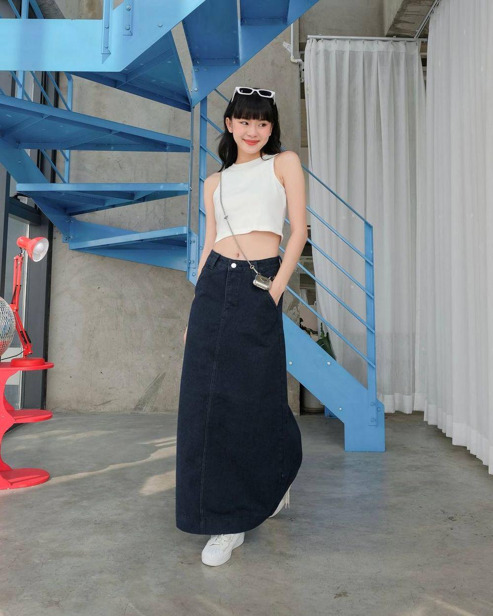 Chân váy jean dáng dài THE C.I.U - Poppy Long Skirt