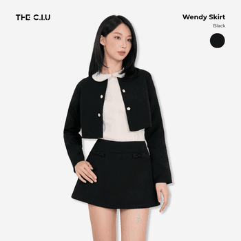 Chân váy chữ A Wendy Skirt - C18 chân váy ngắn đính nơ cạp đai