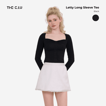 Áo thun dài tay ôm body Letty Long Sleeve Tee - C18 áo thun tay dài cổ vuông nhún ngực