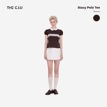 Áo thun polo nữ Stacy Polo Tee - C18 áo polo tay ngắn nhún phồng phối ren vintage