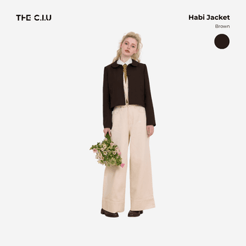 Áo khoác blazer Habi Jacket - C18 áo blazer lửng tay dài cổ sen túi phối nơ