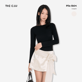 Chân váy lụa chữ A Pila Skirt - C18 chân váy ngắn cạp cao thắt nơ bản to
