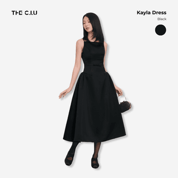 Đầm xòe hai dây Kayla Dress - C18 đầm tafta dáng dài phối nơ đi tiệc