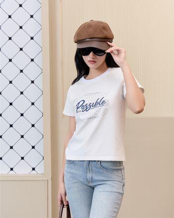 Áo thun nữ cotton tay ngắn Dami Tee cổ tròn in chữ