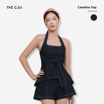 Quần short jean cạp cao Candice Short - C17 ống rộng chỉ nổi
