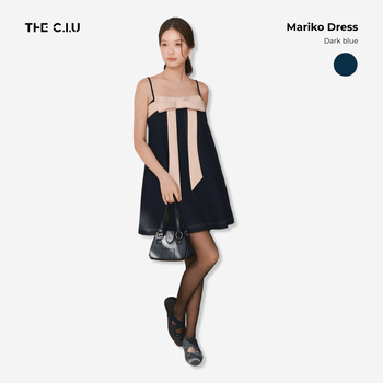 Đầm hai dây denim đính nơ bản to Mariko Dress - C17