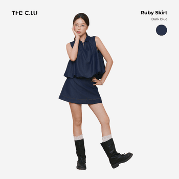 Chân váy ngắn denim lụa chữ A Ruby Skirt - C17