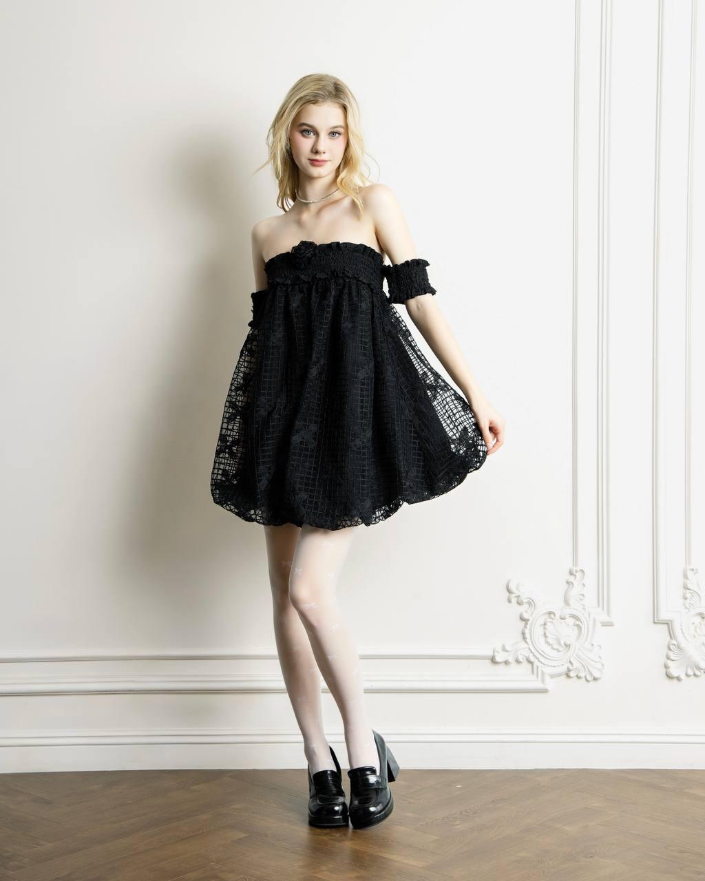 Đầm babydoll tơ lưới caro đính hoa nổi THE C.I.U - Jordy Dress - C11