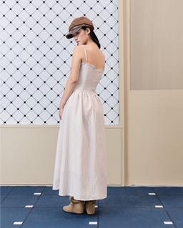 Đầm hai dây sọc caro Mavis Dress dáng dài chiết eo đính cúc