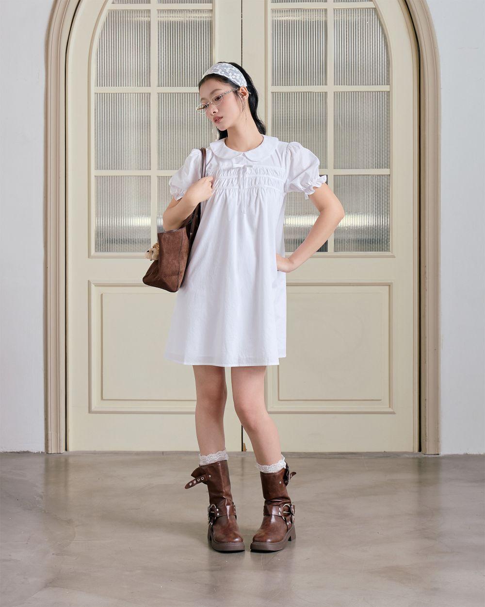 Đầm babydoll Hani Dress form rộng cổ sen thắt nơ