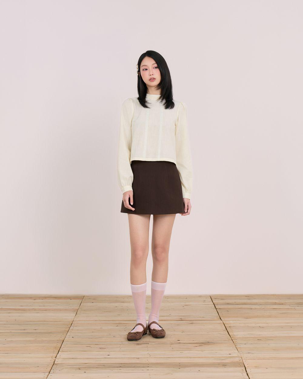Chân váy chữ A Habi Skirt - C18 chân váy trơn ngắn cạp cao thanh lịch