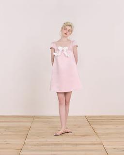 Đầm dáng A Celina Dress - C18 đầm ngắn cổ vuông dáng xòe đính nơ ngực