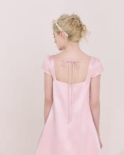 Đầm dáng A Celina Dress - C18 đầm ngắn cổ vuông dáng xòe đính nơ ngực