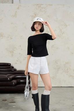 Áo thun cổ thuyền Nini Tee nhiều màu form ôm tôn dáng