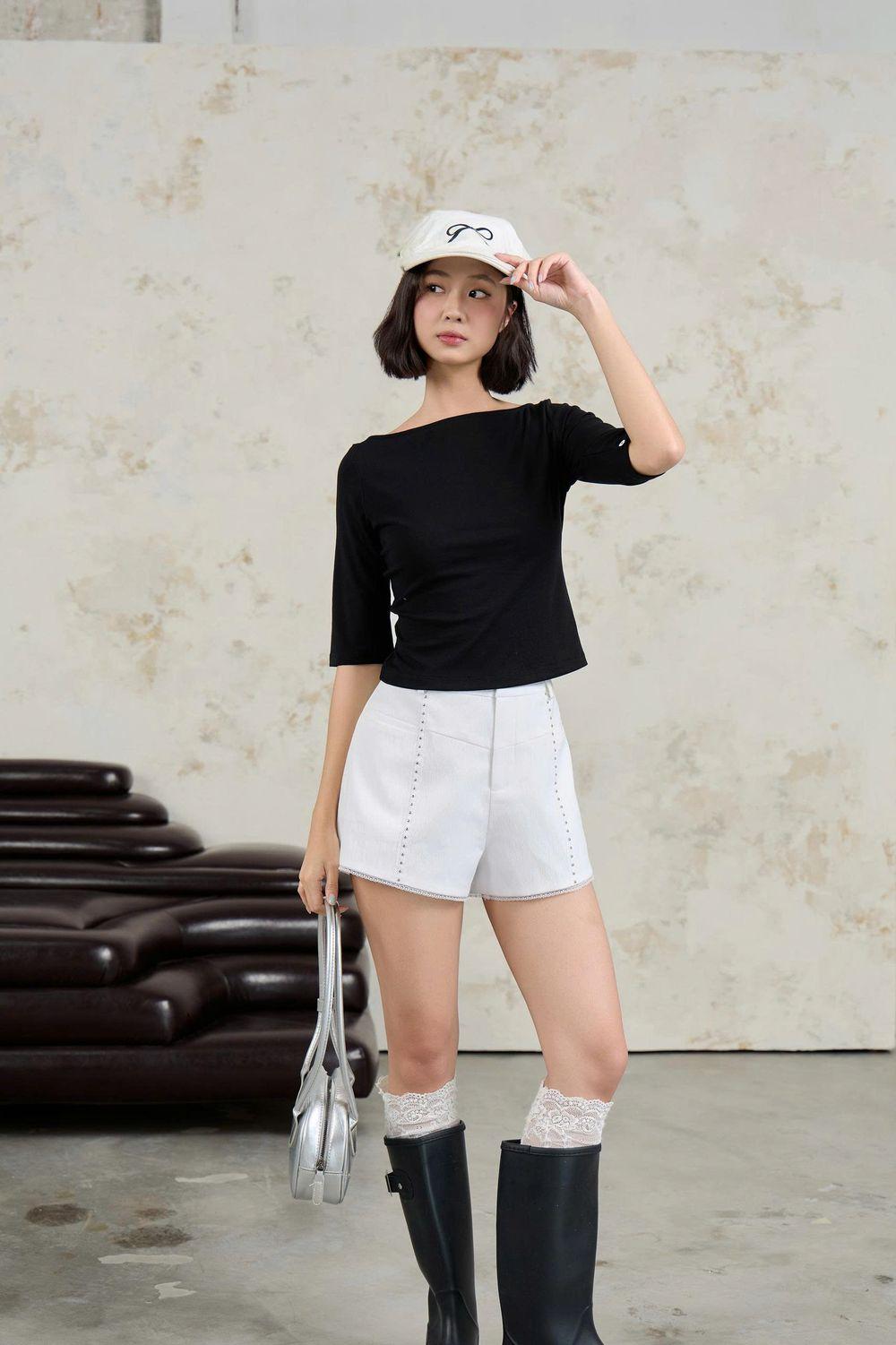 Áo thun cổ thuyền Nini Tee nhiều màu form ôm tôn dáng